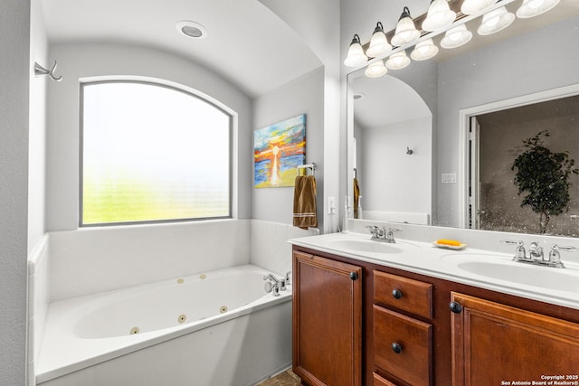 21742 Thunder Basin, San Antonio, TX 78261 - bathroom with double vanity and a tub with jets