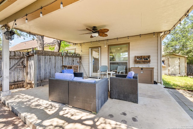 21742 Thunder Basin, San Antonio, TX 78261 - view of patio featuring a ceiling fan and outdoor lounge area