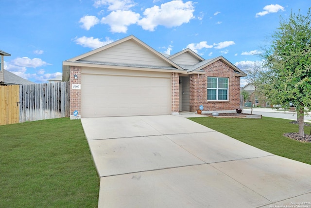 5903 Overture Dawn, San Antonio, TX 78252 - ranch-style home featuring brick siding, an attached garage, and driveway