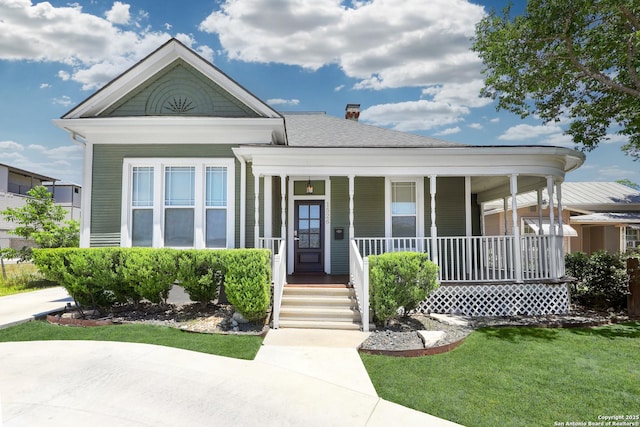 1526 Saint Marys, San Antonio, TX 78210 - view of front of property featuring a porch, a chimney, and a front yard