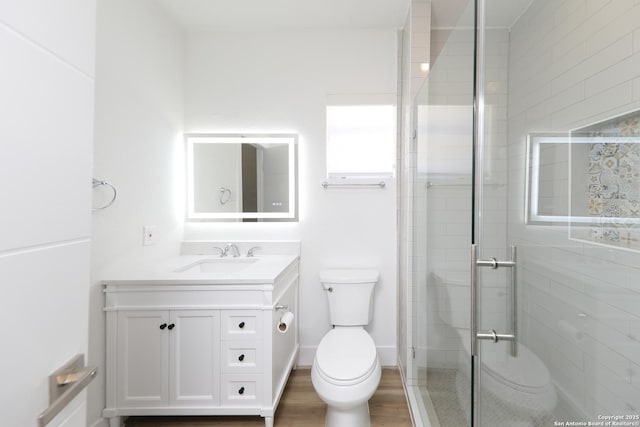1526 Saint Marys, San Antonio, TX 78210 - bathroom featuring toilet, a shower stall, and vanity