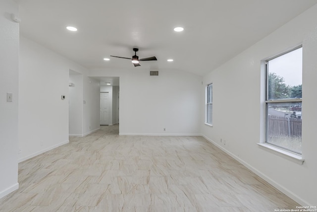 7111 Hallie, San Antonio, TX 78227 - empty room with recessed lighting, a ceiling fan, and baseboards