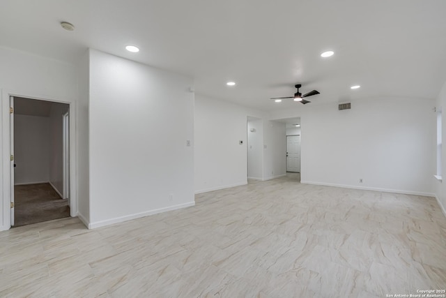 7111 Hallie, San Antonio, TX 78227 - empty room featuring recessed lighting, ceiling fan, a smoke detector, and baseboards