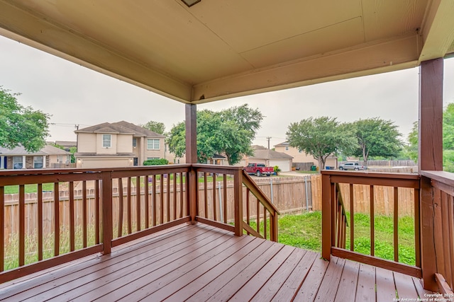 7111 Hallie, San Antonio, TX 78227 - wooden terrace with a fenced backyard and a residential view