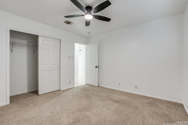 7111 Hallie, San Antonio, TX 78227 - unfurnished bedroom featuring carpet flooring, a closet, baseboards, and ceiling fan