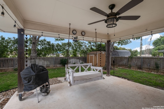 1308 Greenwood, Schertz, TX 78154 - view of patio featuring ceiling fan and area for grilling