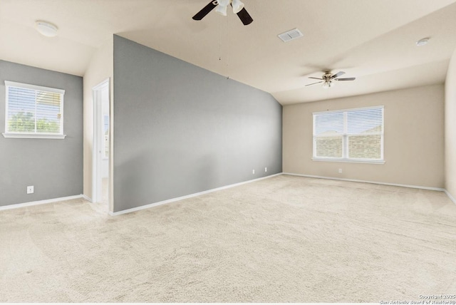 8940 Hickman Park, San Antonio, TX 78254 - spare room with ceiling fan, vaulted ceiling, carpet floors, and baseboards