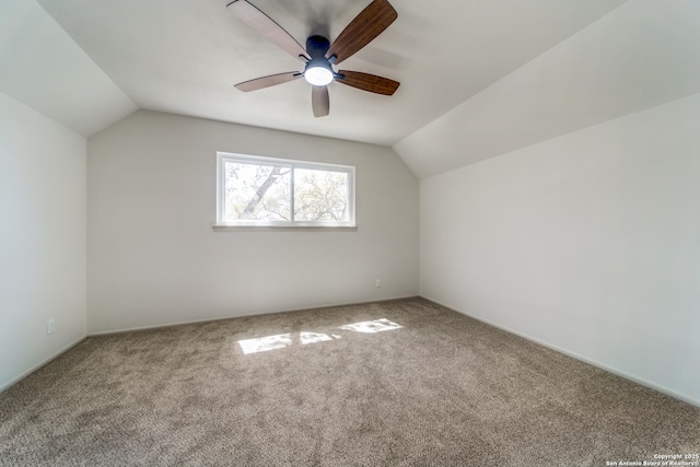 146 Canyon Oaks, Hollywood Park, TX 78232 - bonus room with vaulted ceiling, carpet flooring, and a ceiling fan