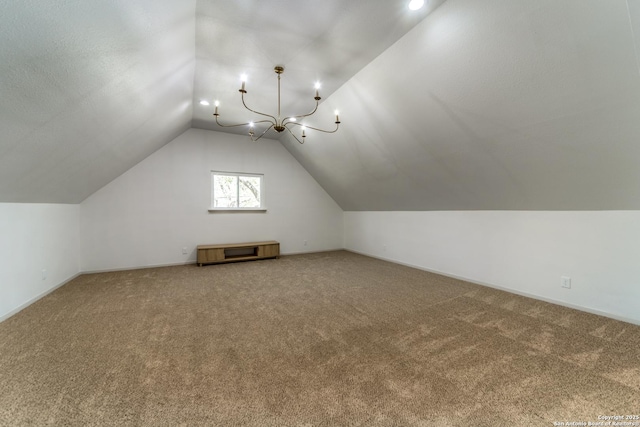 146 Canyon Oaks, Hollywood Park, TX 78232 - bonus room with lofted ceiling, carpet flooring, a chandelier, and baseboards