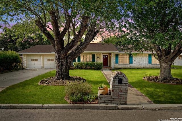 437 Spaceway, Windcrest, TX 78239 - view of front facade featuring a front yard, brick siding, and concrete driveway