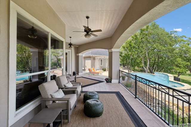 2803 River Way, Spring Branch, TX 78070 - view of patio / terrace featuring an outdoor pool and ceiling fan