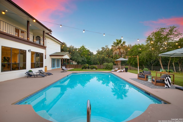 625 Paseo Canada, San Antonio, TX 78232 - pool at dusk with a patio