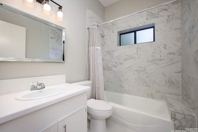625 Paseo Canada, San Antonio, TX 78232 - bathroom featuring vanity, toilet, and shower / bathtub combination with curtain