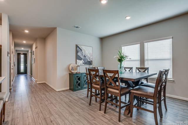 10206 Daylily, Boerne, TX 78006 - dining area with light wood-style floors, baseboards, and recessed lighting