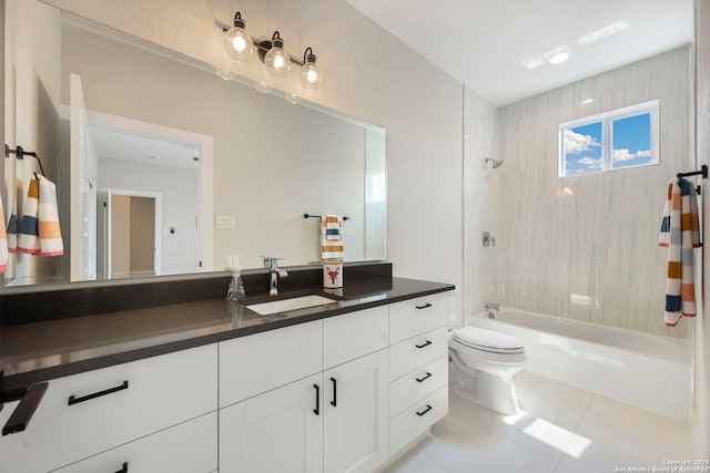 1618 W Lawndale Unit, San Antonio, TX 78209 - bathroom with tile patterned floors, vanity, toilet, and shower / bathtub combination