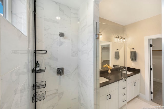 1618 W Lawndale Unit, San Antonio, TX 78209 - full bath with double vanity, a marble finish shower, and a walk in closet