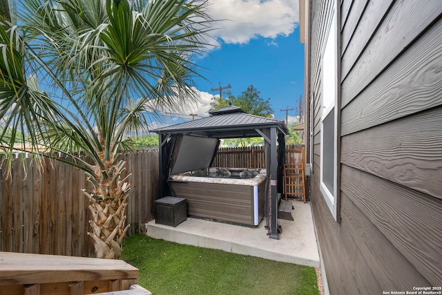1618 W Lawndale Unit, San Antonio, TX 78209 - fenced backyard featuring a gazebo, a hot tub, and a patio