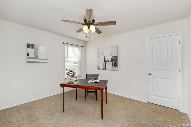 412 Town Frk, Cibolo, TX 78108 - office featuring light colored carpet, ceiling fan, and baseboards