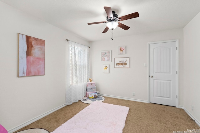 412 Town Frk, Cibolo, TX 78108 - carpeted bedroom with baseboards and ceiling fan