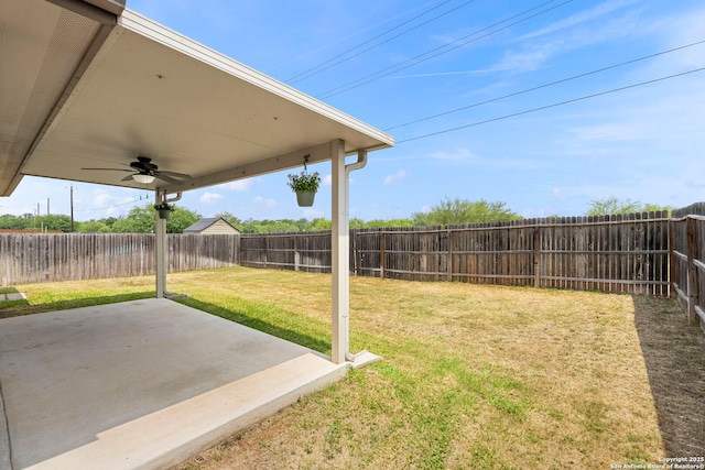 412 Town Frk, Cibolo, TX 78108 - view of yard featuring a ceiling fan and a patio area