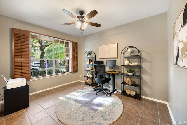 6110 Briscoe Leaf, San Antonio, TX 78253 - tiled home office featuring a ceiling fan and baseboards