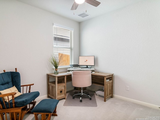 11547 Lightning Way, San Antonio, TX 78245 - office space with light carpet, a ceiling fan, and baseboards
