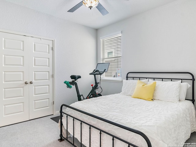 11547 Lightning Way, San Antonio, TX 78245 - bedroom with carpet flooring, a closet, ceiling fan, and baseboards