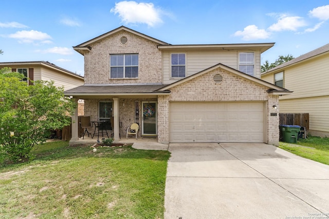 10715 Black Wolf Bay, San Antonio, TX 78245 - traditional-style house with covered porch, brick siding, and driveway