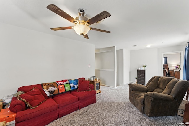 10715 Black Wolf Bay, San Antonio, TX 78245 - carpeted living room with ceiling fan