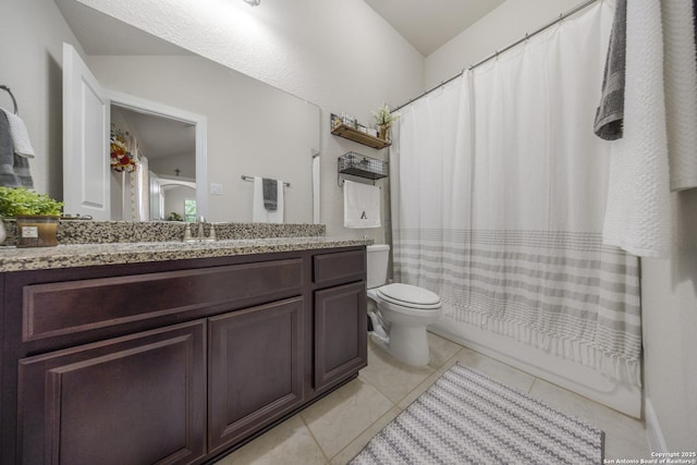 12322 Saddle Up Dr, San Antonio, TX 78254 - bathroom with vanity, tile patterned flooring, and toilet