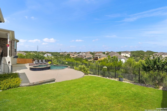 3130 Running Fawn, San Antonio, TX 78261 - view of yard featuring a patio, a pool with connected hot tub, and a residential view