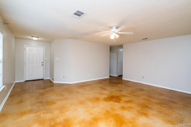 5731 Bypass Trl, San Antonio, TX 78244 - empty room with concrete floors, a ceiling fan, baseboards, and a textured ceiling