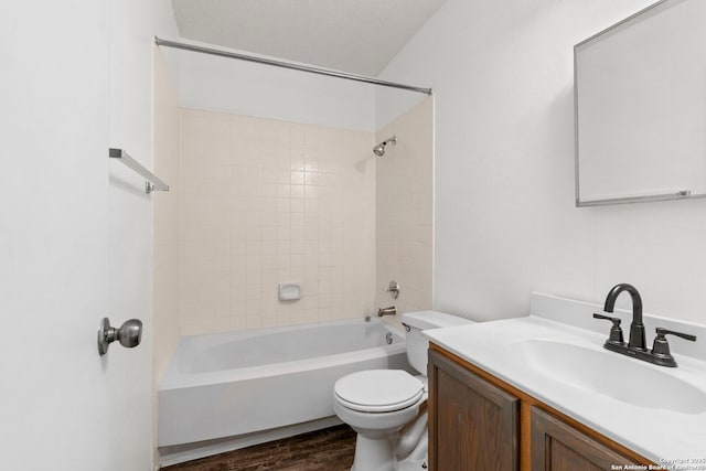 8131 Talkenhorn, Converse, TX 78109 - bathroom featuring vanity, toilet, shower / bath combination, and wood finished floors