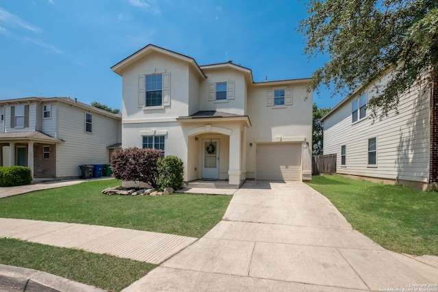 135 Agency Oaks, San Antonio, TX 78249 - traditional-style house featuring stucco siding, an attached garage, and concrete driveway