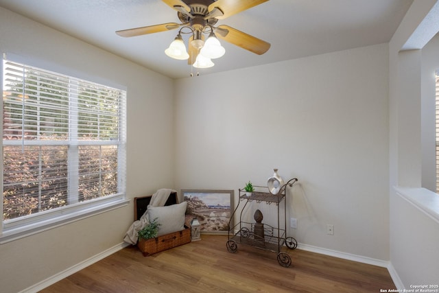 135 Agency Oaks, San Antonio, TX 78249 - sitting room with wood finished floors, a ceiling fan, and baseboards