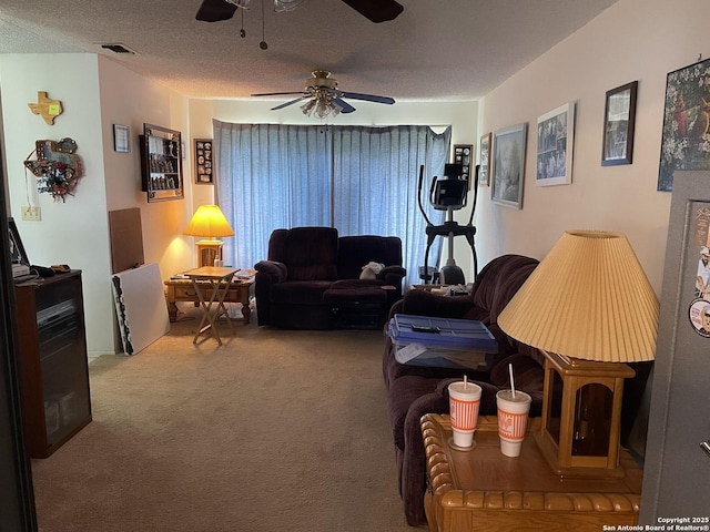 6823 S Whitland, San Antonio, TX 78239 - living room featuring a ceiling fan and carpet