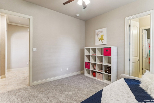 24227 Vecchio, San Antonio, TX 78260 - bedroom with baseboards, carpet flooring, and ceiling fan