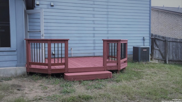 10047 Powderhouse Dr, San Antonio, TX 78239 - wooden deck featuring central AC