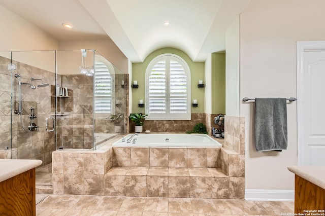 12424 Andice, Helotes, TX 78023 - full bath with vanity, a garden tub, and a shower stall