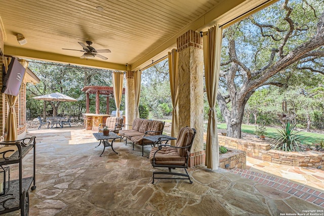 12424 Andice, Helotes, TX 78023 - view of patio / terrace with a ceiling fan and an outdoor living space