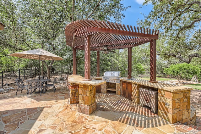 12424 Andice, Helotes, TX 78023 - view of patio with a pergola and outdoor dining space