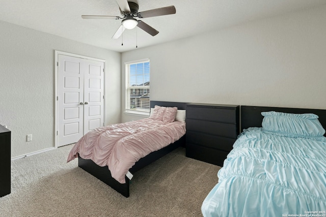 9210 Yaya Rd, Converse, TX 78109 - bedroom featuring carpet flooring, baseboards, and a ceiling fan