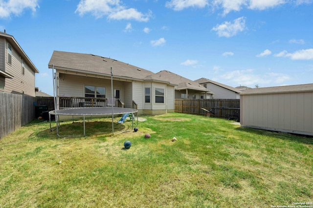 9210 Yaya Rd, Converse, TX 78109 - back of property with a trampoline and an outdoor structure