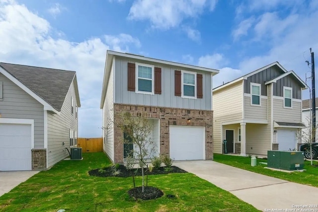 5234 Thistle Pl, San Antonio, TX 78222 - view of front of house with board and batten siding, driveway, a garage, and central AC