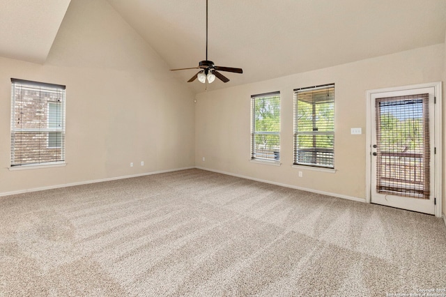 6031 Diego, San Antonio, TX 78253 - unfurnished room with a ceiling fan, lofted ceiling, carpet, and baseboards