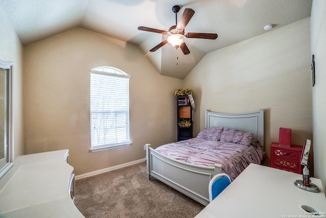 4522 Amos Pollard, San Antonio, TX 78253 - carpeted bedroom featuring lofted ceiling, baseboards, and a ceiling fan