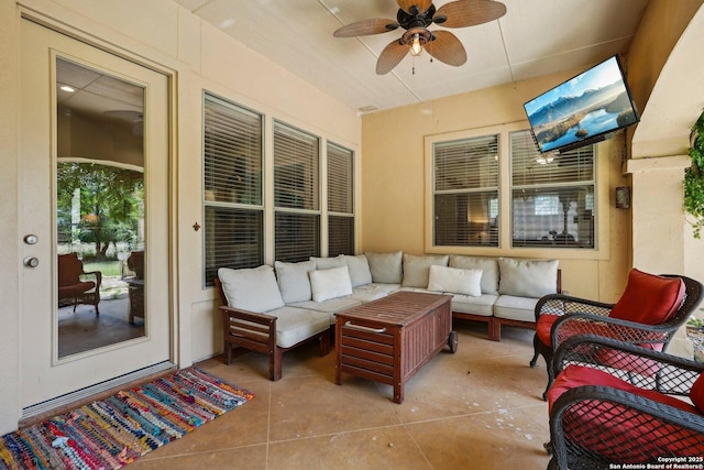 2756 Indian Wls, Kerrville, TX 78028 - view of patio featuring a ceiling fan and an outdoor living space