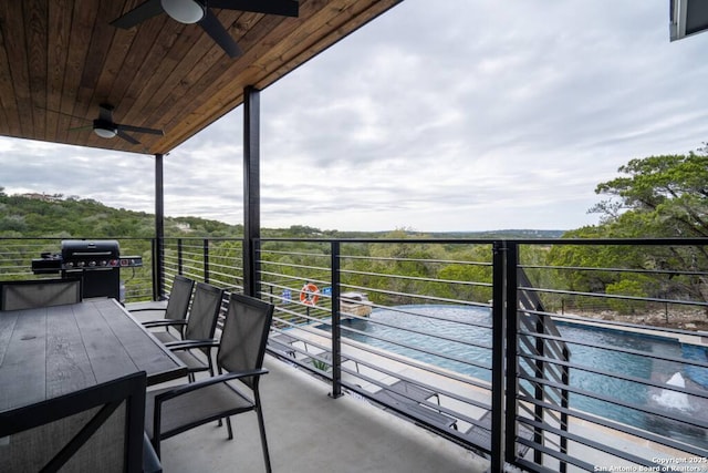 239 Damar Cv, Canyon Lake, TX 78133 - balcony with ceiling fan and grilling area