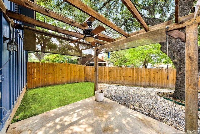 14201 Modesta Pl, San Antonio, TX 78247 - view of patio featuring ceiling fan and a pergola