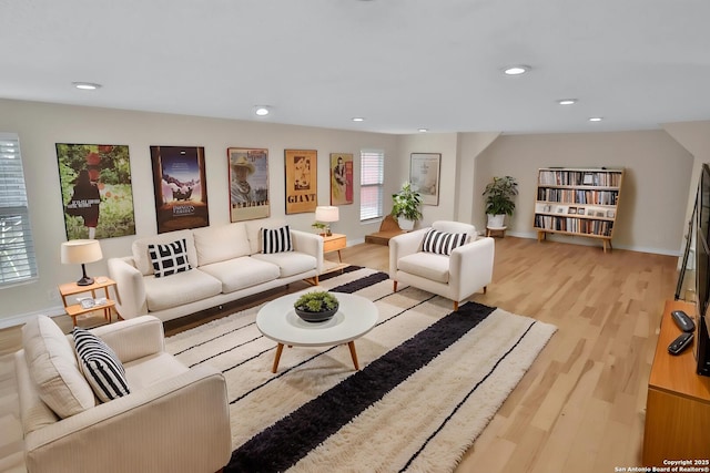 230 Tammy Dr, San Antonio, TX 78216 - living room with light wood finished floors, baseboards, and recessed lighting